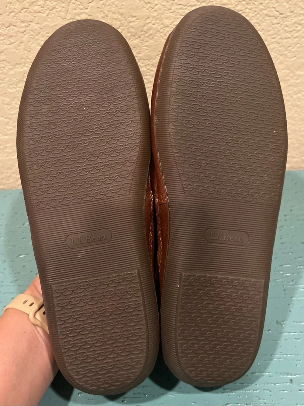 L.L. Bean Brown Leather Slip-On Slippers